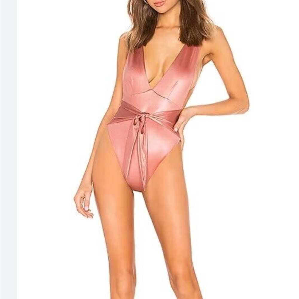 Aqua Bendita Sleek Pink Plunge Swimsuit